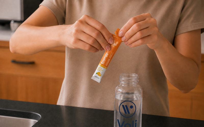Tear and pour in one Voli Energy stick.