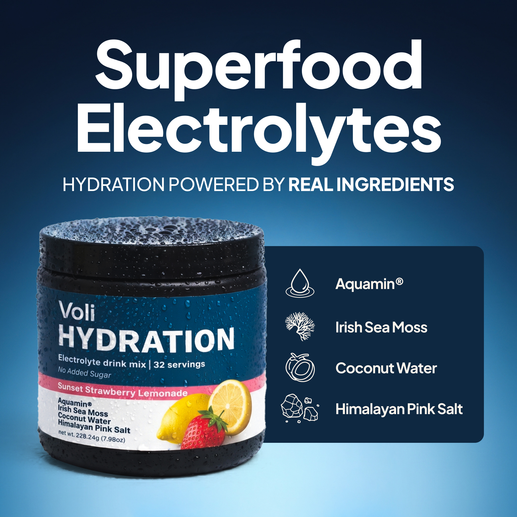 Voli Hydration - Strawberry Lemonade Bulk Tub (32 Servings)